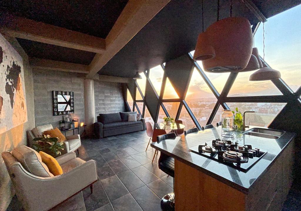 Cholula Apartment | Loft industrial vista a los volcanes