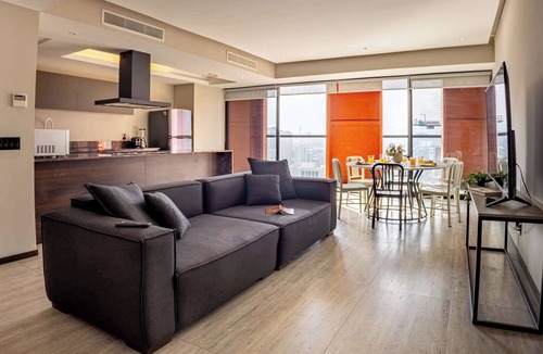 Zona Minerva Apartment | 3BR retreat w/pool, patio & skyline views