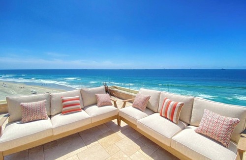 Miramar Condo | Beachfront Penthouse with Large Private Rooftop Patio with Wood Burning Firepit