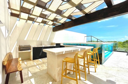 Cozumel Condo | Casa CooLas Penthouse Private Rooftop Pool Jungle Views Elementos Cozumel