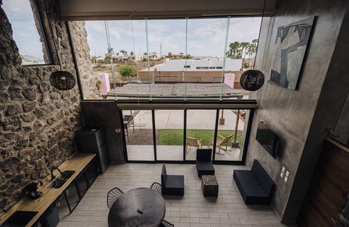 San Carlos Apartment | Climatized indoor pool/studio, stone walls -modern/rustic, very intimate space.