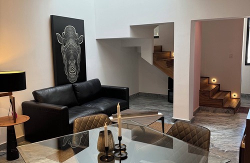 Cholula House | Cozy 1 bedroom, 2 full bathrooms, sofa Beth in living room, full security.