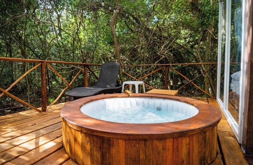 Akumal Cabin | Jungle Cabana with 2 beds, AC, and private Hot Tub.