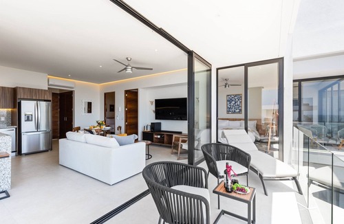 Bucerias Condo | Modern 2BR Golden Zone | Top Floor | Ocean View