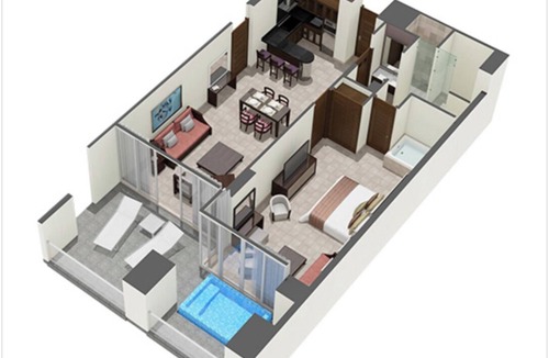 Villa Juarez Hotel | One bedroom hotel suite in Playa del Carmen with AC, fitness room, and WiFi.