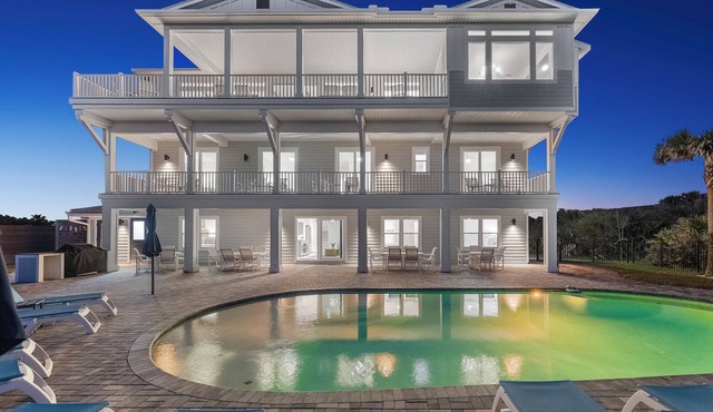 9BR LUXURY OCEANFRONT ESTATE! LARGE HEATED POOL AND YARD AND SEPARATE GAME ROOM! in St. Augustine