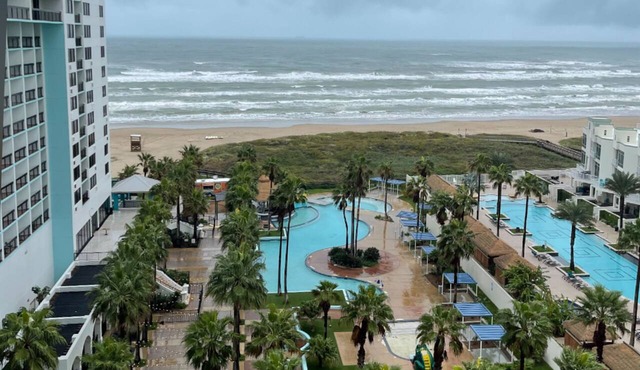 Breathtaking waterfront view from the 9th floor with shared pool and hot tub