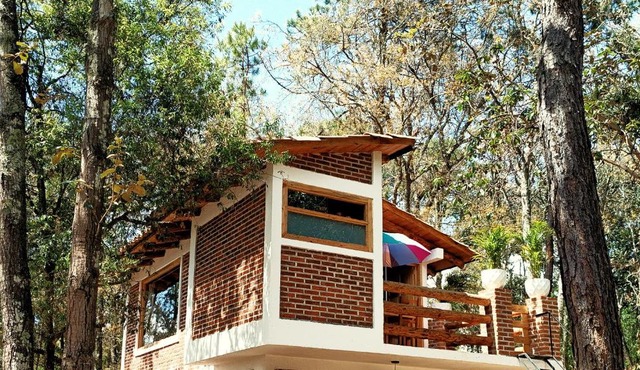 Cabaña para pareja en el bosque IA