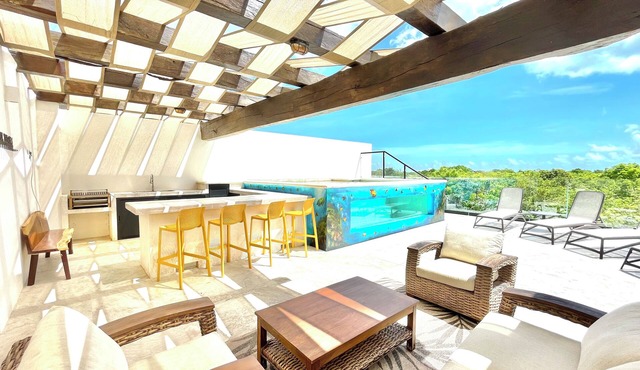 Casa CooLas Penthouse Private Rooftop Pool Jungle Views Elementos Cozumel