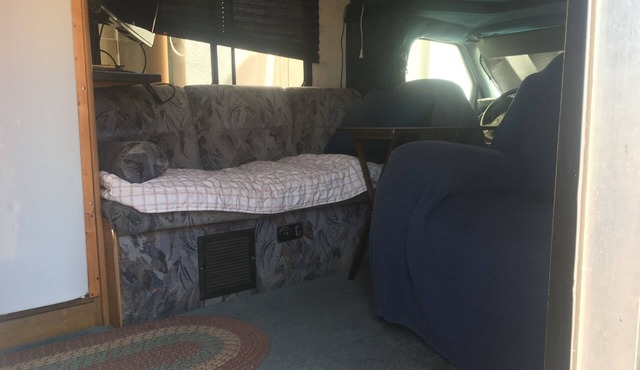 Motorhome with spacious amenities outside